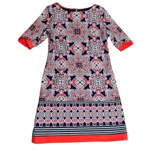 ELIZA J Short Sleeve Sheath Dress size 6 Red White Blue